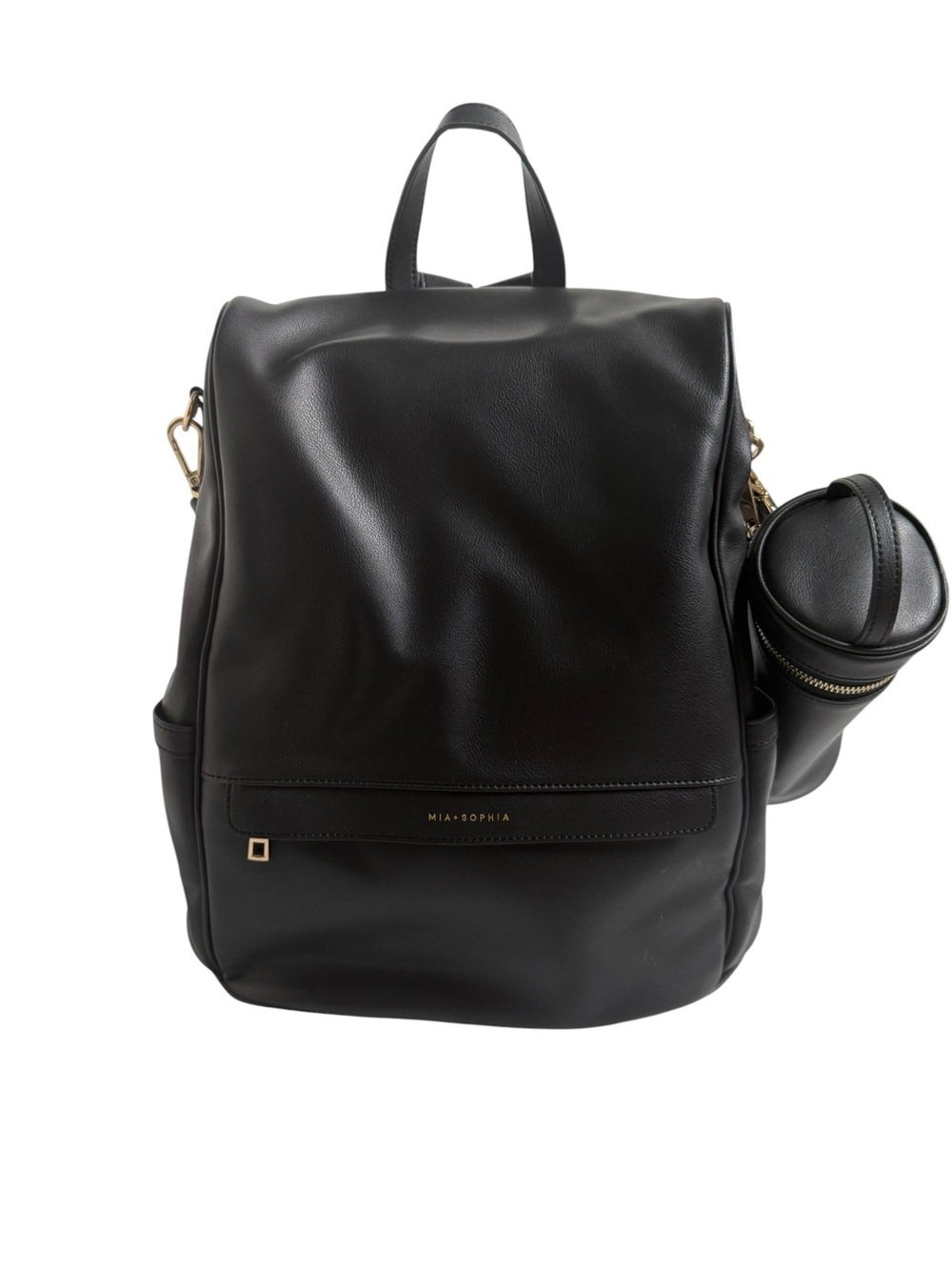 Mia + Sophia The Mia Vegan Leather Black Diaper Bag - Picture 3 of 7